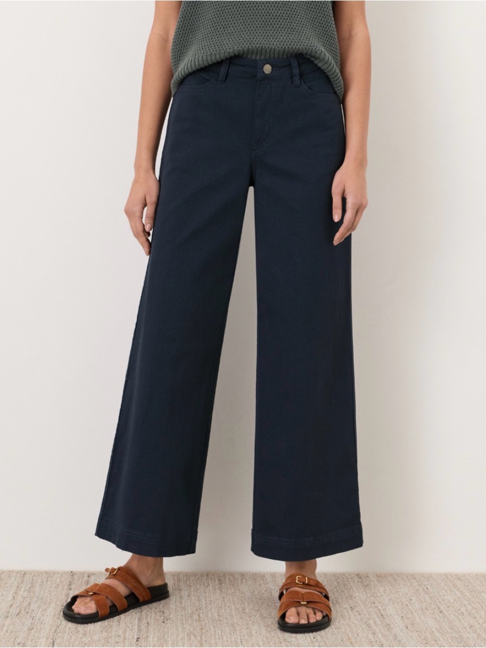 Organic Stretch Twill Wide Leg Pant Midnight Blue